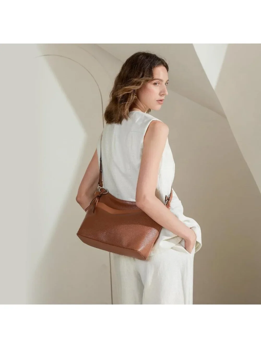 Trendy Genuine Leather Hobo Bag for Women | Soft Crossbody Shoulder Purse with